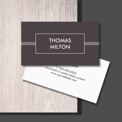 Elegant Dark Grey White Lines Consultant Business Card