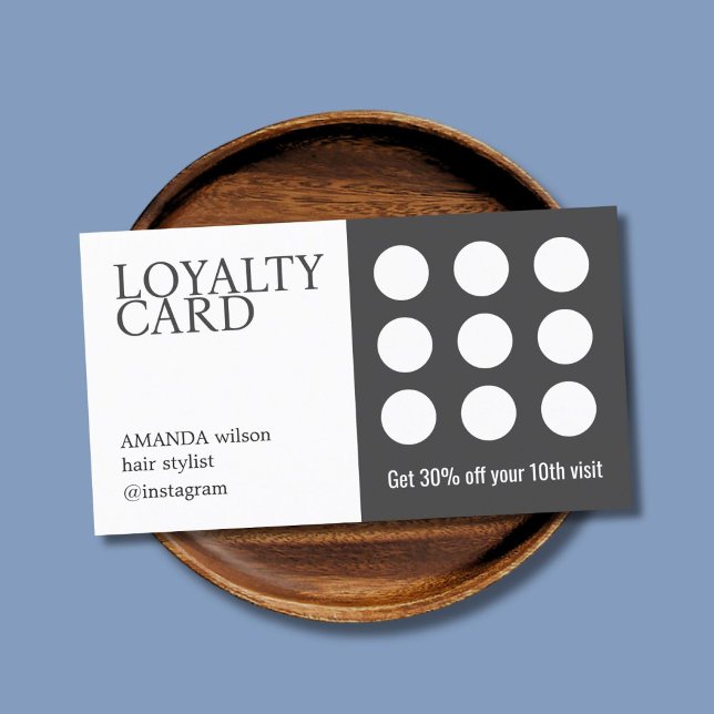 Elegant Dark Grey White Salon  Loyalty Card (Creator Uploaded)