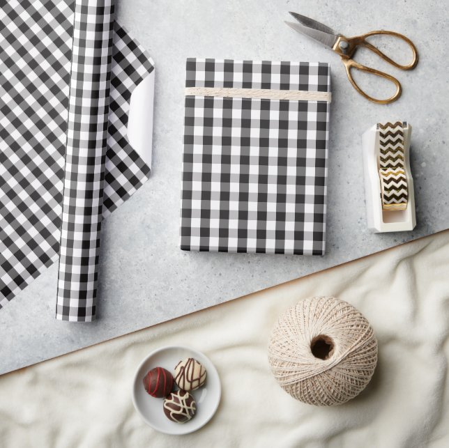 Elegant Dark Grid Pattern Wrapping Paper (Crafts)