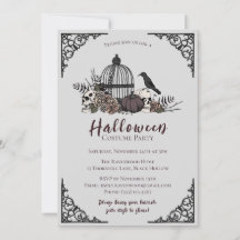 Elegant Dark Halloween Adult Costume Party Invitat