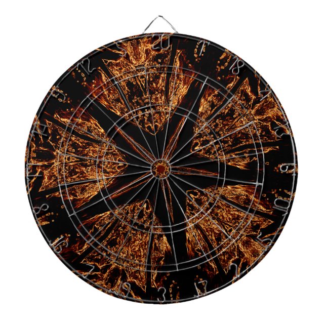 Elegant Dark Kaleidoscopic Design Black Brown Star Dart Board (Front)