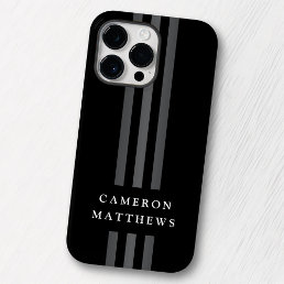 Elegant dark lines modern monogrammed black Case-Mate iPhone 14 pro max case