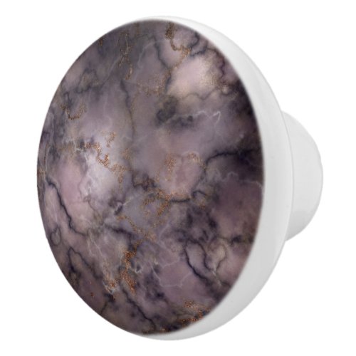 Elegant Dark Marble With Gold Flecks Ceramic Knob