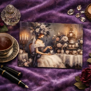 Elegant Dark Moody Bridal Tea Party  Postcard