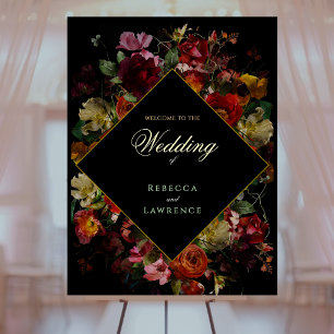 Elegant dark moody flowers wedding foam board