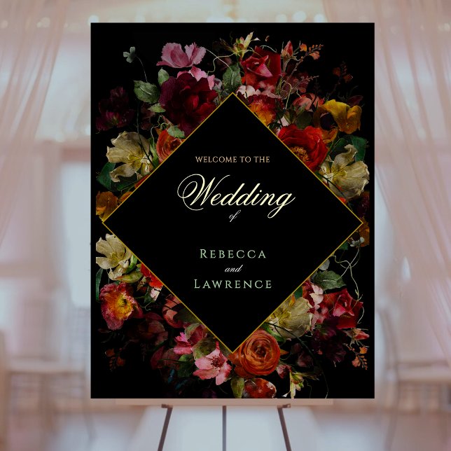 Elegant dark moody flowers wedding foam board (Creator Uploaded)