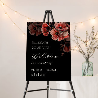 Elegant Dark Moody Red Flowers | Wedding Welcome Foam Board