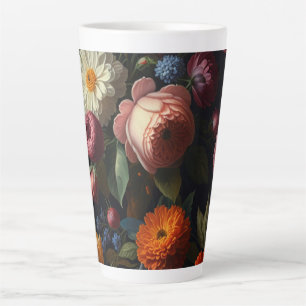 Elegant dark moody vintage florals latte mug