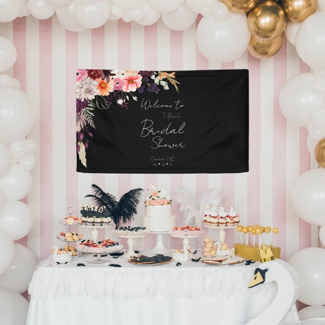 Elegant Dark Moody Welcome Bridal Shower Banner (Creator Uploaded)