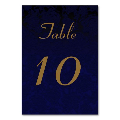 Elegant Dark Navy Blue Gold Monogram Floral Table Number