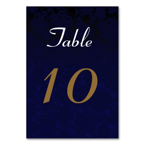 Elegant Dark Navy Blue Gold White Floral Table Number