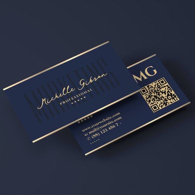 Elegant Dark Navy Blue Marketing Professional  Business Card (Elegant Dark Navy Blue Marketing Professional Business Card
)