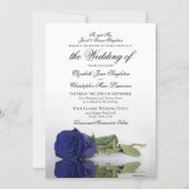 Elegant Dark Navy Blue Rose Formal Wedding Invitation (Front)