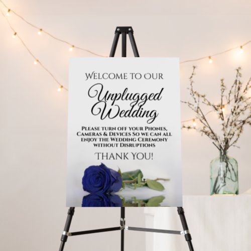 Elegant Dark Navy Blue Rose Unplugged Wedding Foam Board