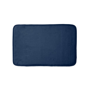 Elegant dark navy blue solid plain modern chic bath mat