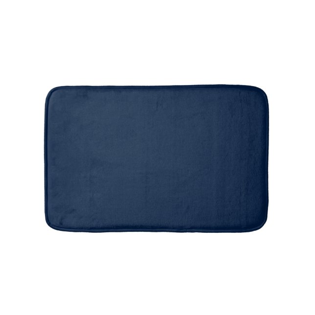Elegant dark navy blue solid plain modern chic bath mat (Front)