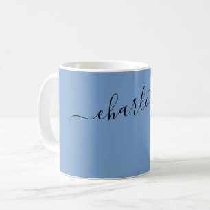 Elegant Dark Pastel Blue Color Name Personalized Coffee Mug