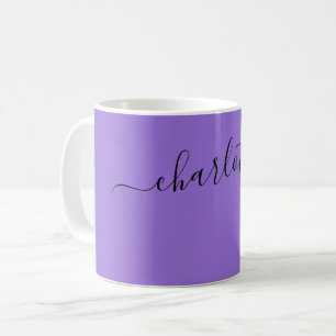 Elegant Dark Pastel Purple Color Name Personalized Coffee Mug