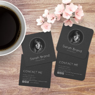 Elegant Dark Personal Photo Square Business Card
