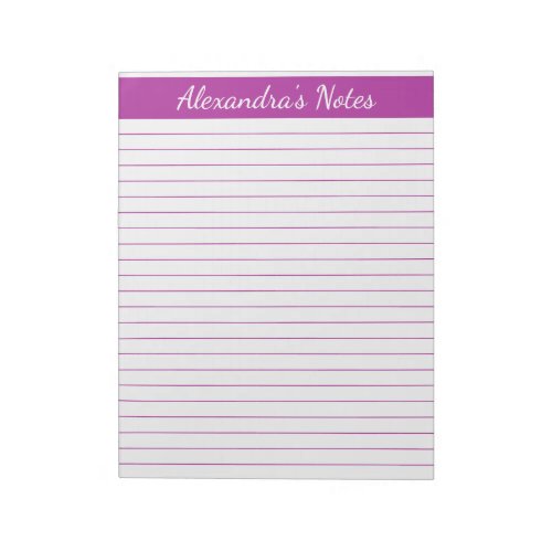 Elegant Dark Pink 85x11 Letter Size Personalized Notepad
