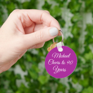 Elegant Dark Pink 90th Birthday Keychain