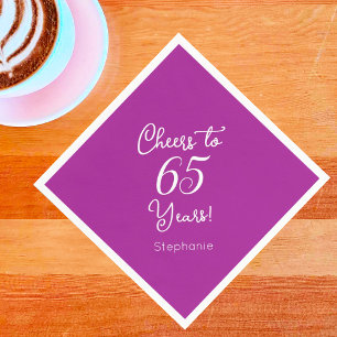 Elegant Dark Pink Cheers to 65 Years 65th Birthday Napkins