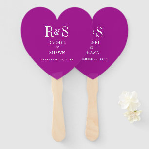 Elegant Dark Pink Chic Modern Monogram Wedding Hand Fan