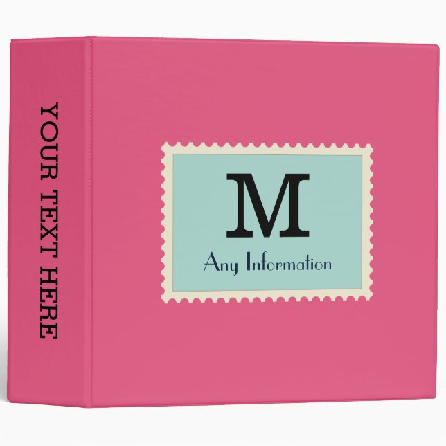 Elegant Dark Pink Color Monogram Binder (Front/Spine)