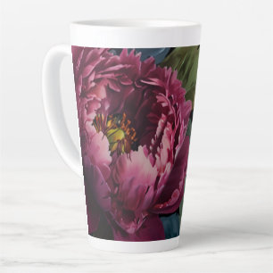 Elegant dark pink floral watercolor  latte mug