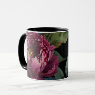 Elegant dark pink floral watercolor  mug