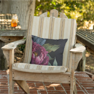 Elegant dark pink floral watercolor outdoor pillow