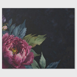 Elegant dark pink floral watercolor wrapping paper