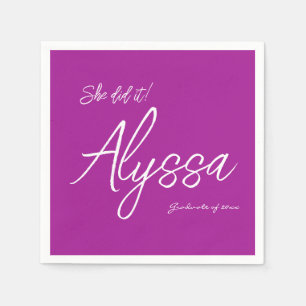 Elegant Dark Pink Graduation Party She did it Napkins