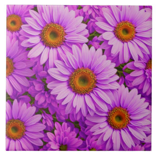 Elegant dark pink magenta floral daisies ceramic tile