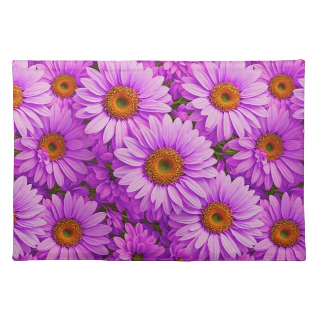 Elegant dark pink magenta floral daisies cloth placemat (Front)