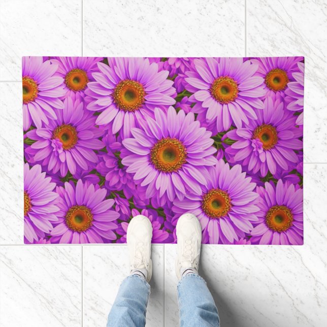 Elegant dark pink magenta floral daisies doormat (Indoor)
