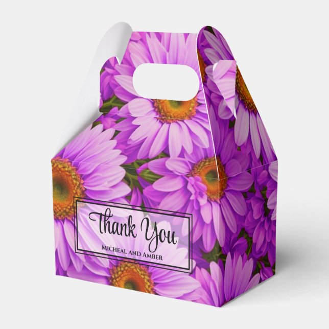 Elegant dark pink magenta floral daisies favor boxes (Front Side)