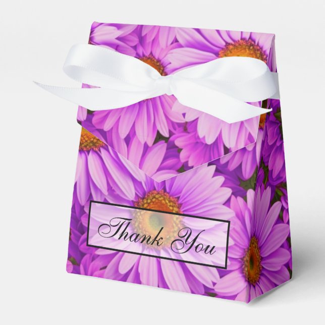 Elegant dark pink magenta floral daisies favor boxes (Front Side)
