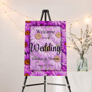 Elegant dark pink magenta floral daisies foam board