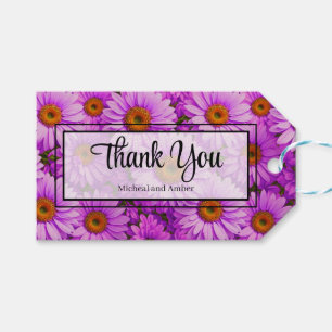 Elegant dark pink magenta floral daisies gift tags