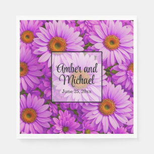 Elegant dark pink magenta floral daisies napkins