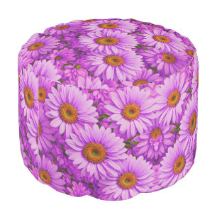 Elegant dark pink magenta floral daisies pouf
