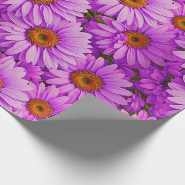 Elegant dark pink magenta floral daisies wrapping paper (Corner)