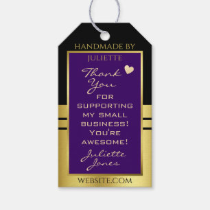 Elegant Dark Purple and Gold with Cute Tiny Heart Gift Tags