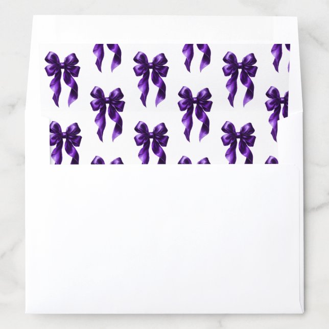 Elegant Dark Purple Bow Coquette Bridal Shower Envelope Liner (In Envelope)