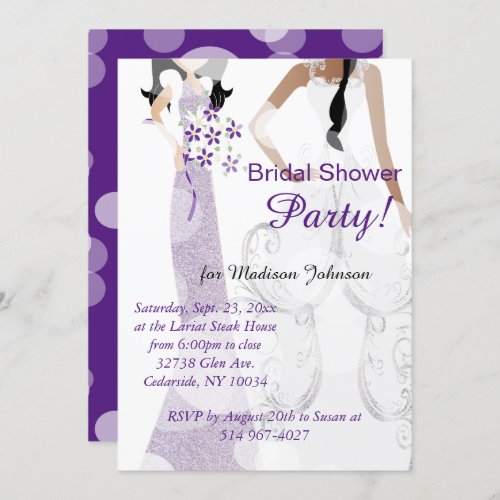 Elegant Dark Purple Bridal Shower Invitation