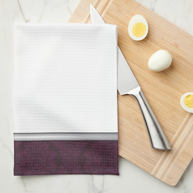 Elegant Dark Purple Damask Kitchen Towel (Quarter Fold)
