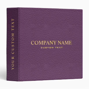 Elegant Dark PURPLE FAKE Leather Look Personalized 3 Ring Binder