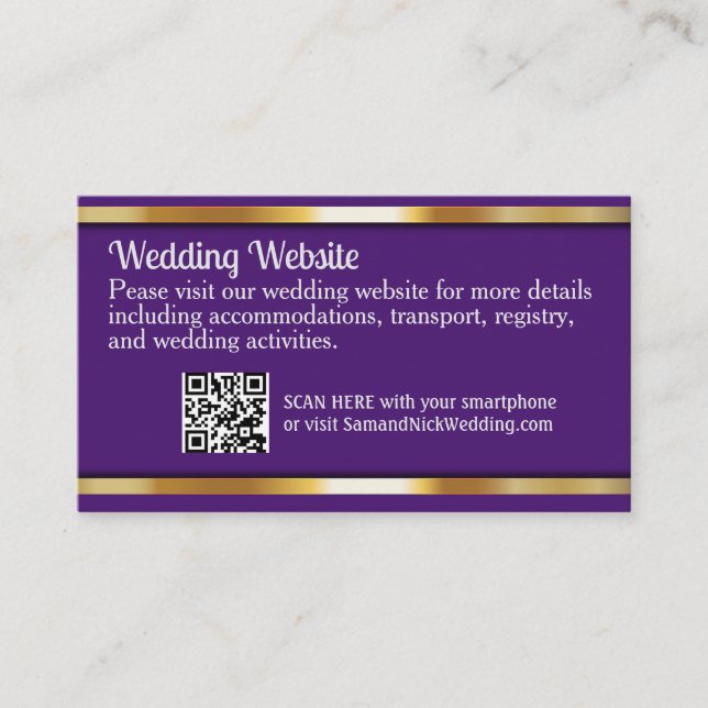 Elegant Dark Purple & Gold Enclosure Card (Front)