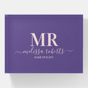 Elegant dark purple hair stylist paperweight